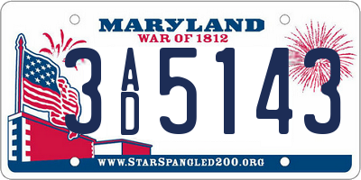 MD license plate 3AD5143