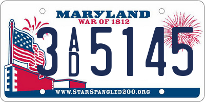MD license plate 3AD5145