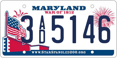 MD license plate 3AD5146