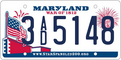 MD license plate 3AD5148