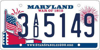 MD license plate 3AD5149