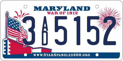 MD license plate 3AD5152