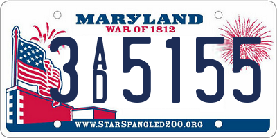 MD license plate 3AD5155