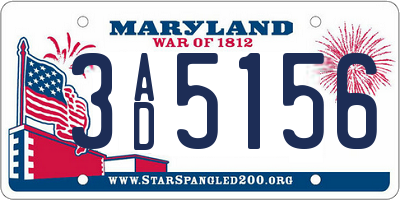 MD license plate 3AD5156