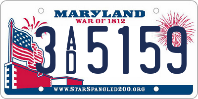 MD license plate 3AD5159