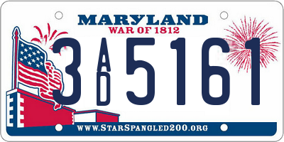 MD license plate 3AD5161