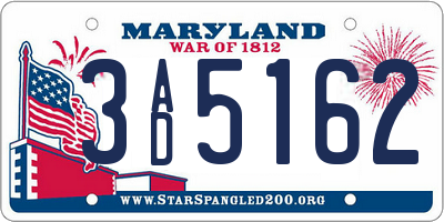 MD license plate 3AD5162