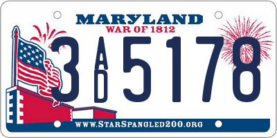MD license plate 3AD5178