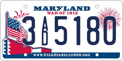 MD license plate 3AD5180