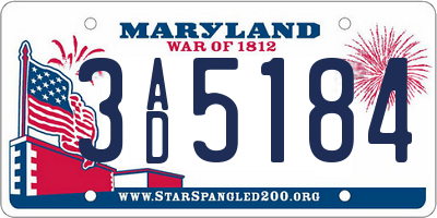 MD license plate 3AD5184
