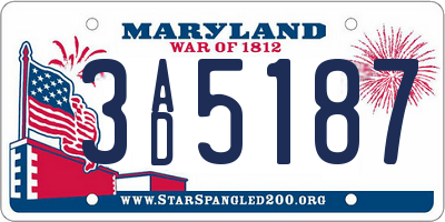 MD license plate 3AD5187