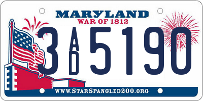 MD license plate 3AD5190