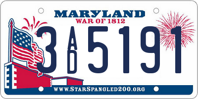 MD license plate 3AD5191