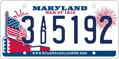 MD license plate 3AD5192