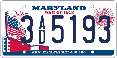 MD license plate 3AD5193