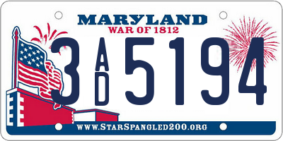 MD license plate 3AD5194