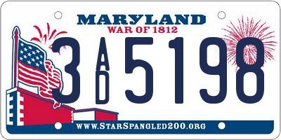 MD license plate 3AD5198