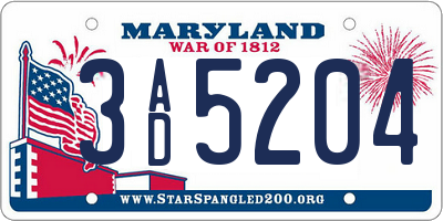 MD license plate 3AD5204
