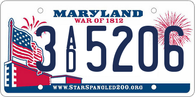 MD license plate 3AD5206