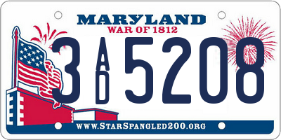 MD license plate 3AD5208