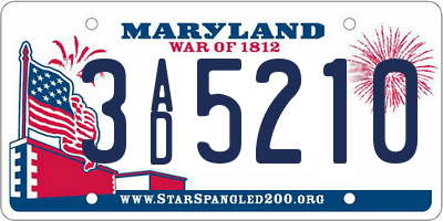 MD license plate 3AD5210