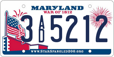 MD license plate 3AD5212
