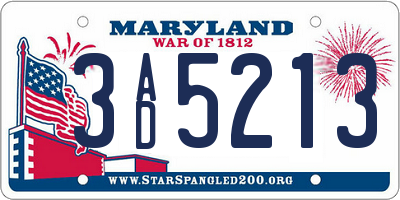 MD license plate 3AD5213
