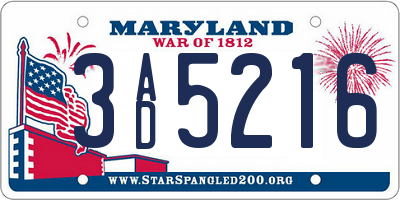 MD license plate 3AD5216