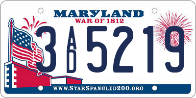 MD license plate 3AD5219