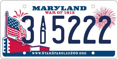 MD license plate 3AD5222