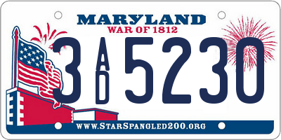 MD license plate 3AD5230