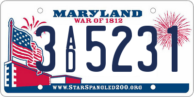 MD license plate 3AD5231