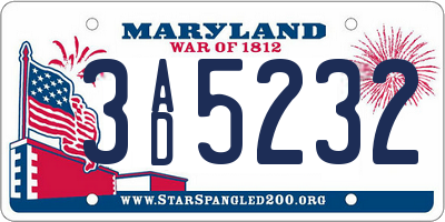 MD license plate 3AD5232