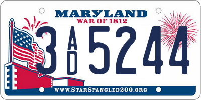 MD license plate 3AD5244