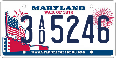 MD license plate 3AD5246