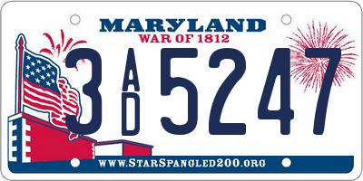 MD license plate 3AD5247