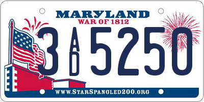 MD license plate 3AD5250