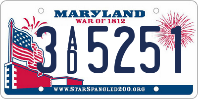 MD license plate 3AD5251