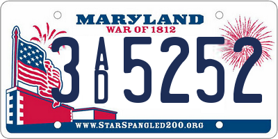 MD license plate 3AD5252