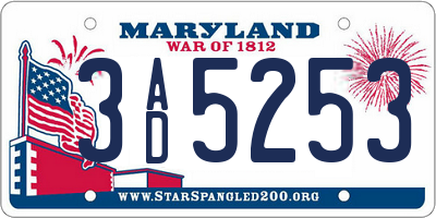 MD license plate 3AD5253