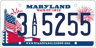 MD license plate 3AD5255