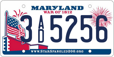 MD license plate 3AD5256