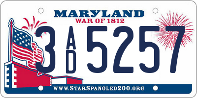 MD license plate 3AD5257