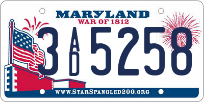 MD license plate 3AD5258