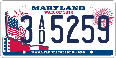MD license plate 3AD5259