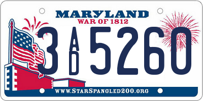 MD license plate 3AD5260