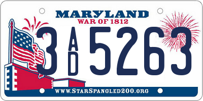 MD license plate 3AD5263