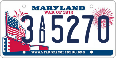 MD license plate 3AD5270