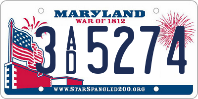 MD license plate 3AD5274