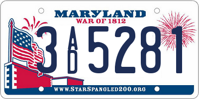 MD license plate 3AD5281